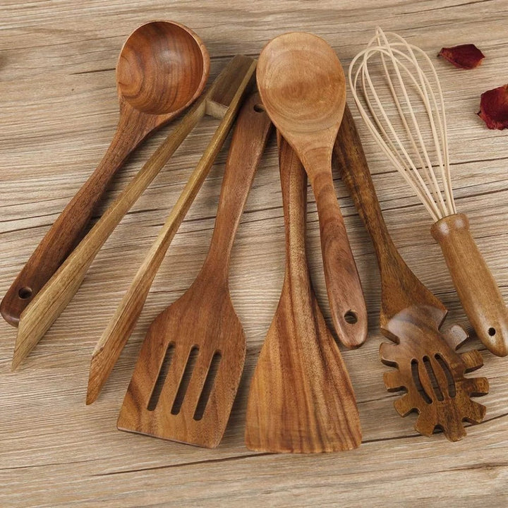 7 - Piece Wooden Utensil Set - Kitchen & Dining - Oaksoho