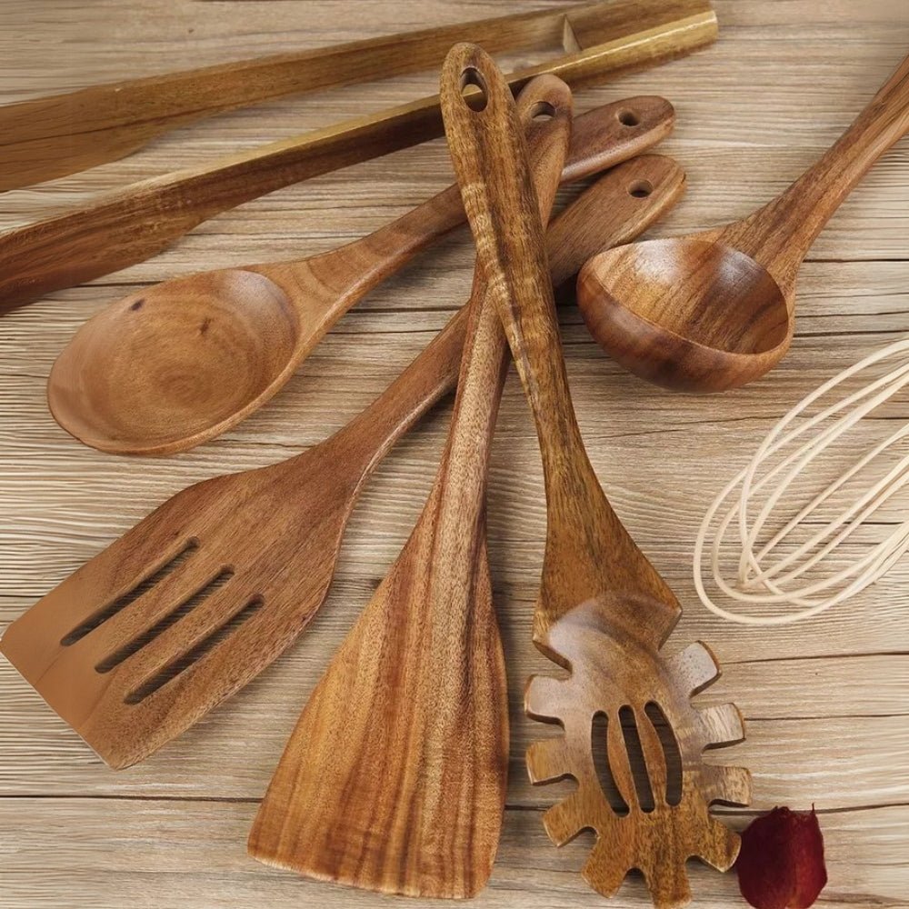 7 - Piece Wooden Utensil Set - Kitchen & Dining - Oaksoho