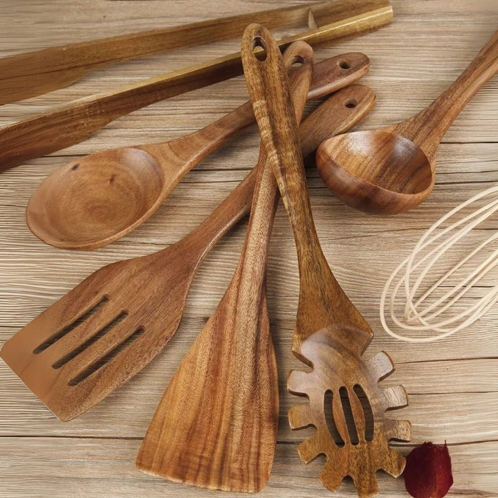 7 - Piece Wooden Utensil Set - Kitchen & Dining - Oaksoho