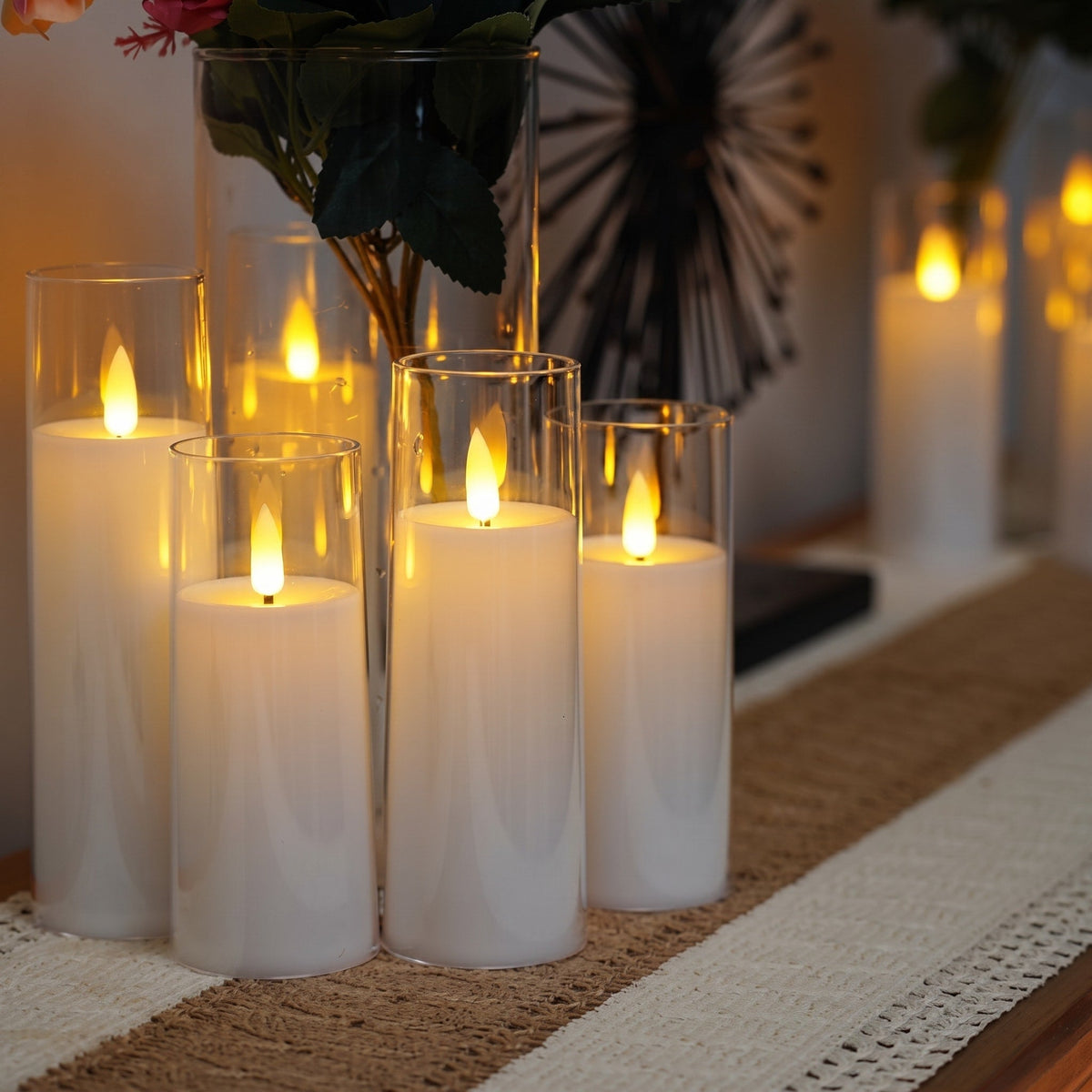 9 Piece Set Flameless LED Pillar Candles - Flameless Candles - Oaksoho