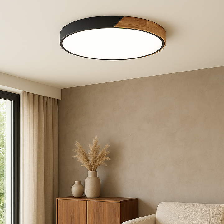 Scandinavian Wooden Ceiling Lamp – Modern Minimalist LED Design