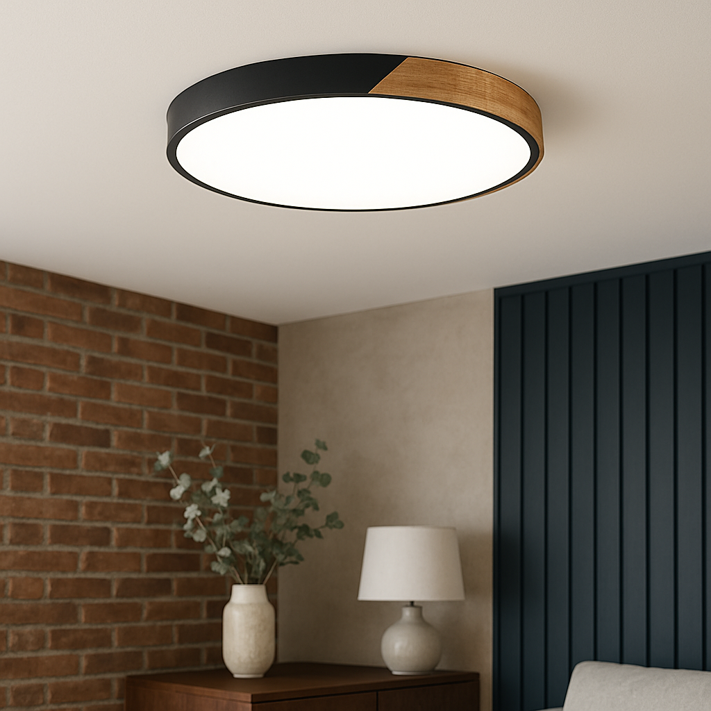 Scandinavian Wooden Ceiling Lamp – Modern Minimalist LED Design