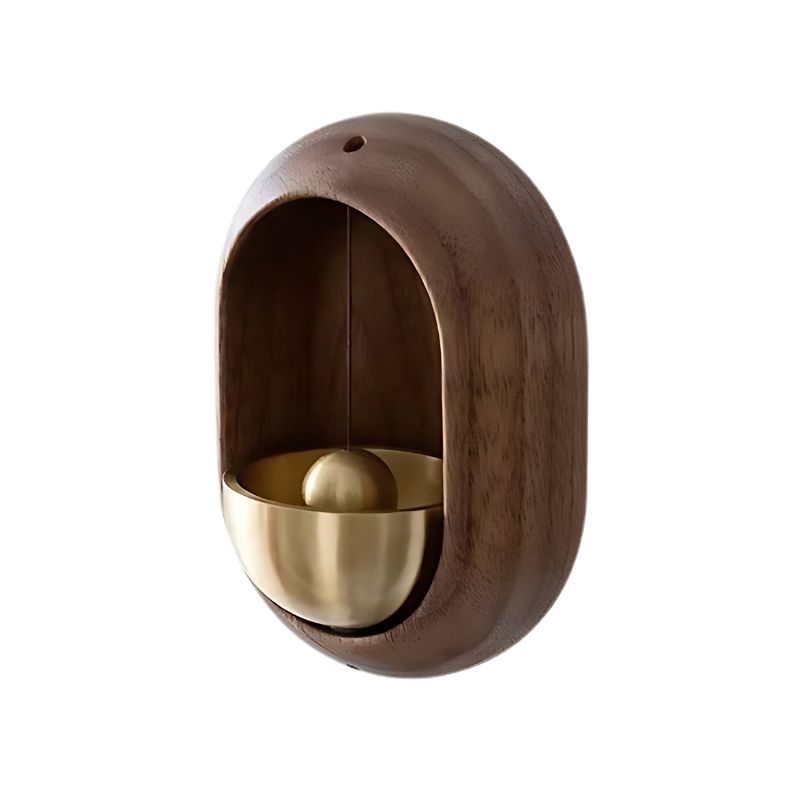 Wall-mounted Wooden Doorbell with Brass Insert