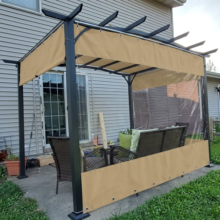 Outdoor Curtain with Transparent Window and Eyelets