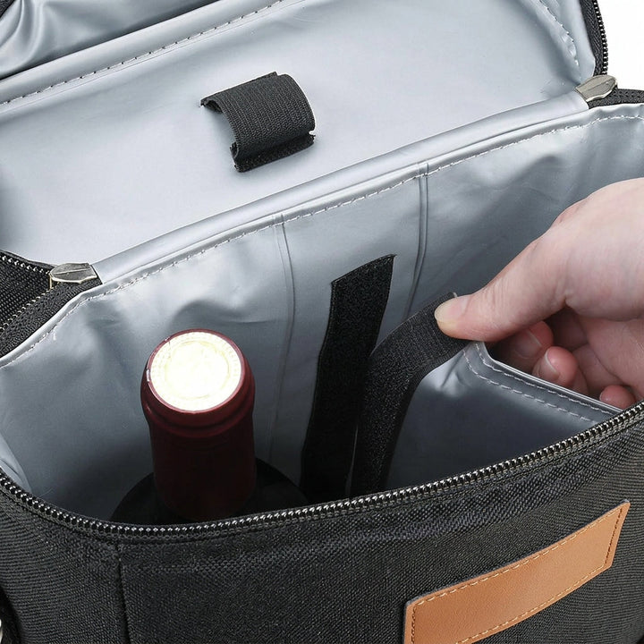 Insulated Bottle Bag with Divider and Shoulder Strap