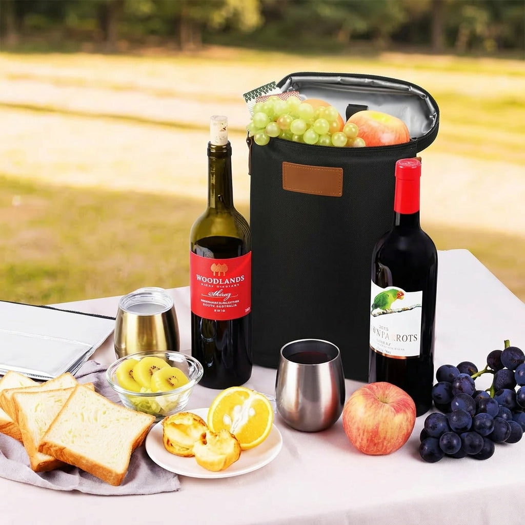 Insulated Bottle Bag with Divider and Shoulder Strap