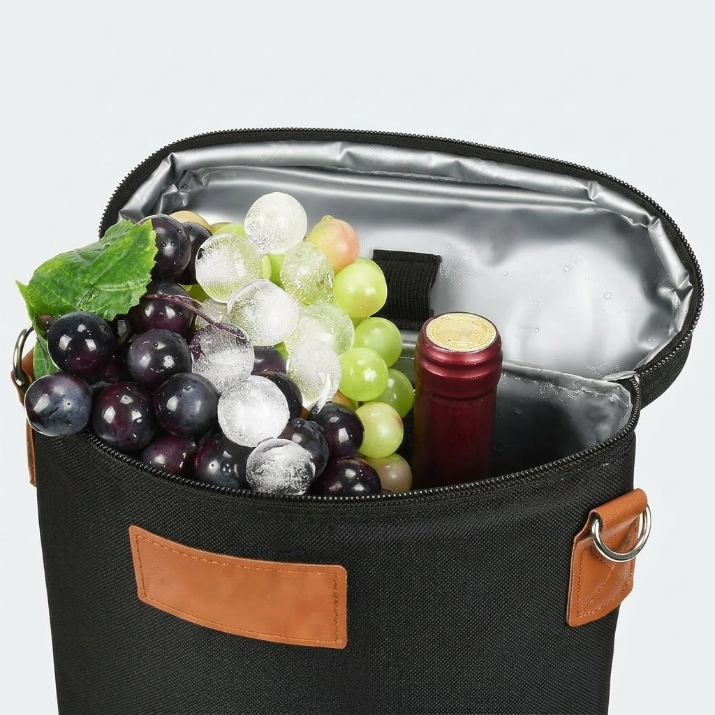 Insulated Bottle Bag with Divider and Shoulder Strap