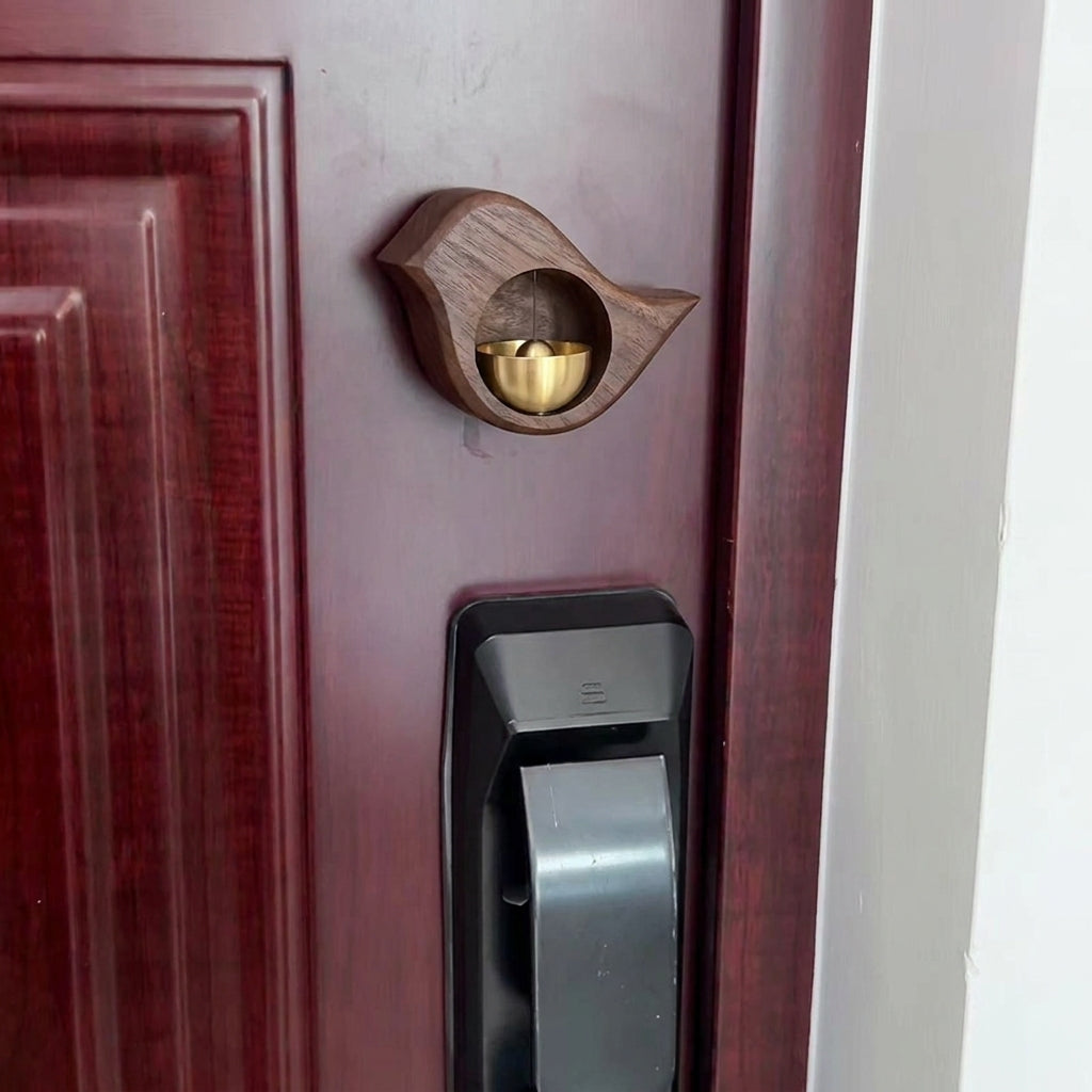 Wall-mounted Wooden Doorbell with Brass Insert