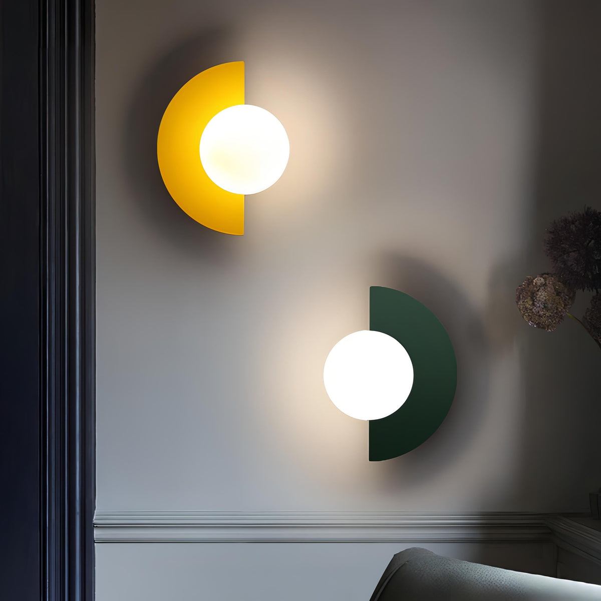 Semicircle Wall Lamp with Sphere Diffuser for Modern Interiors