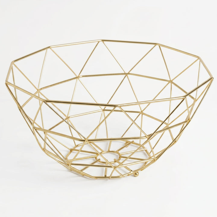 Geometric Stainless Steel Fruit Bowl in Modern Grid Design