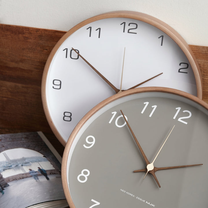 Minimalistic Wall Clock with Wooden Frame in Nordic Style