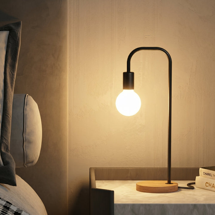 Minimalist Table Lamp with Curved Metal Arm