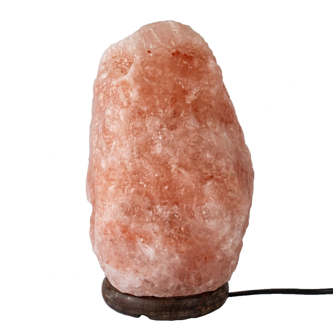 Table Lamp in Himalayan Salt Look with Wooden Base