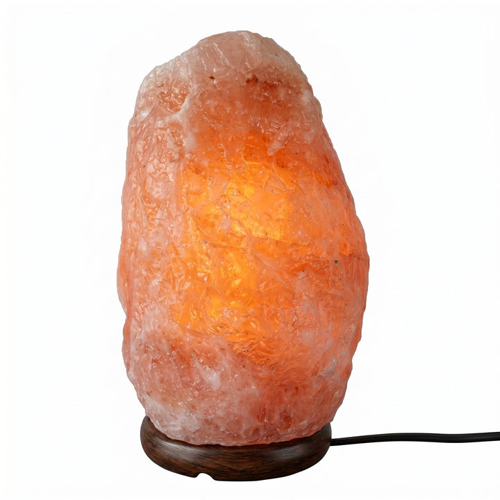 Table Lamp in Himalayan Salt Look with Wooden Base