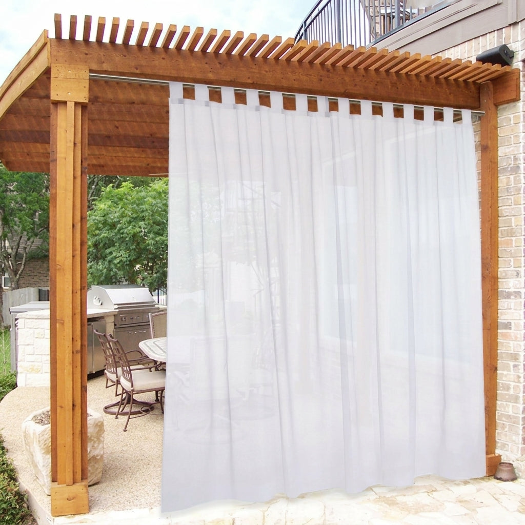 White Outdoor Sheer Curtain with Loops
