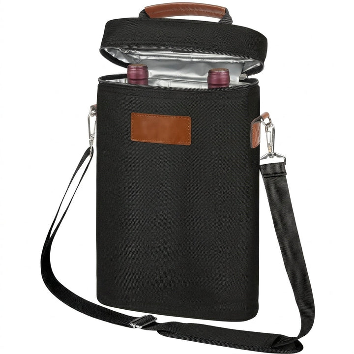 Insulated Bottle Bag with Divider and Shoulder Strap