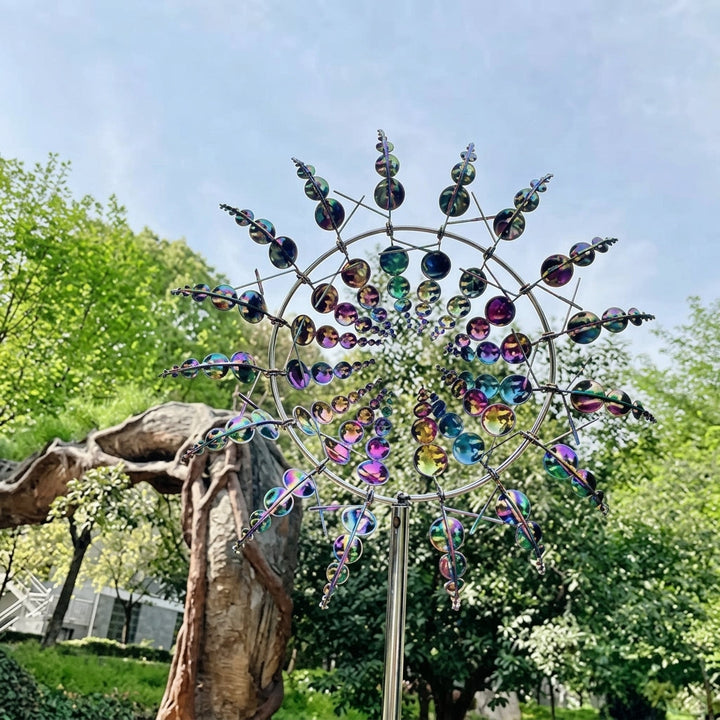 Kinetic Metal Wind Spinner with Double Wheel