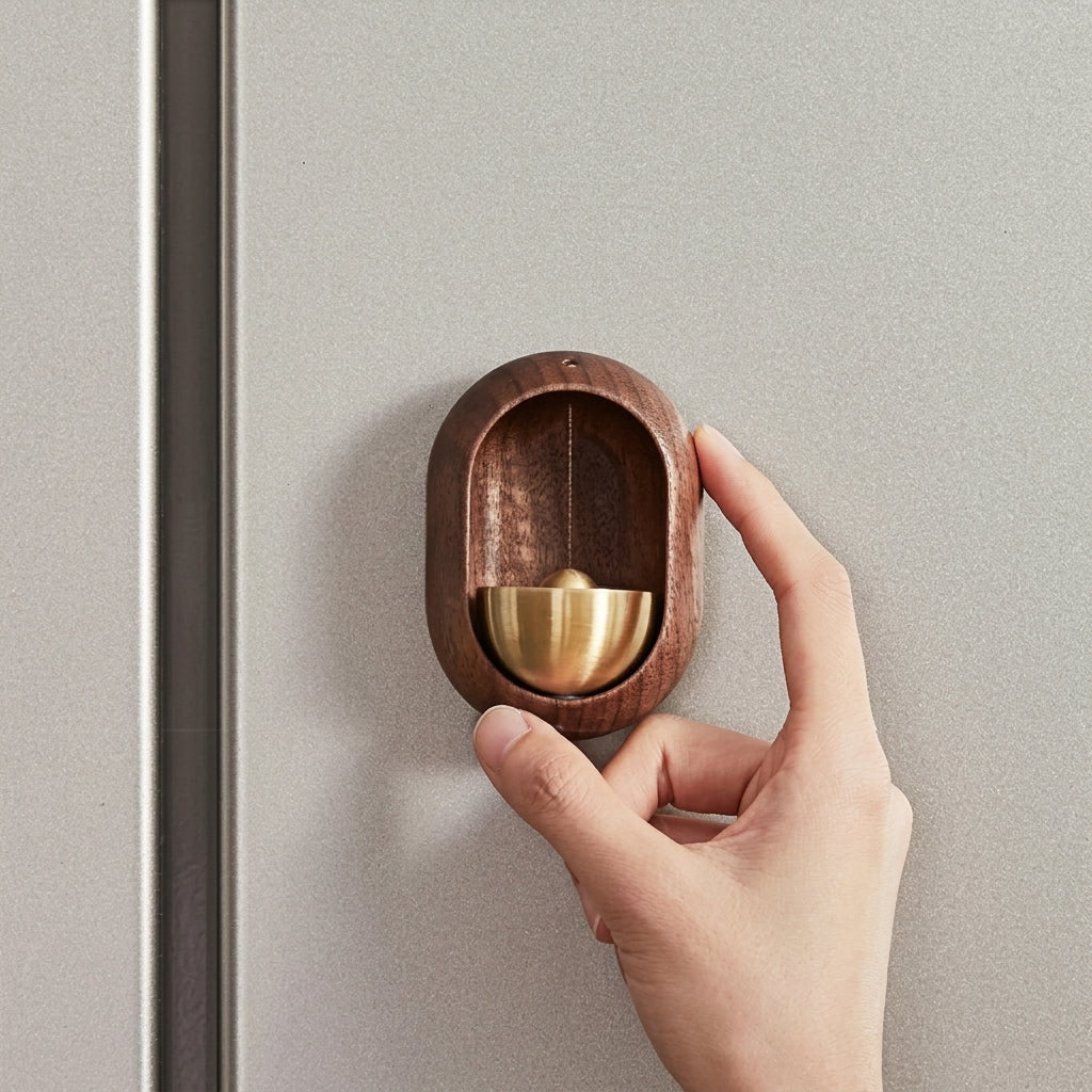 Wall-mounted Wooden Doorbell with Brass Insert