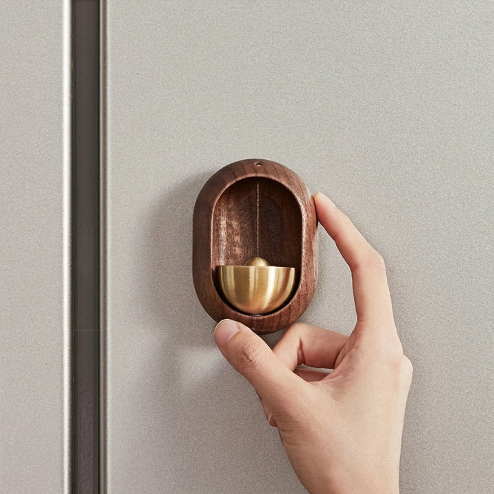 Wall-mounted Wooden Doorbell with Brass Insert