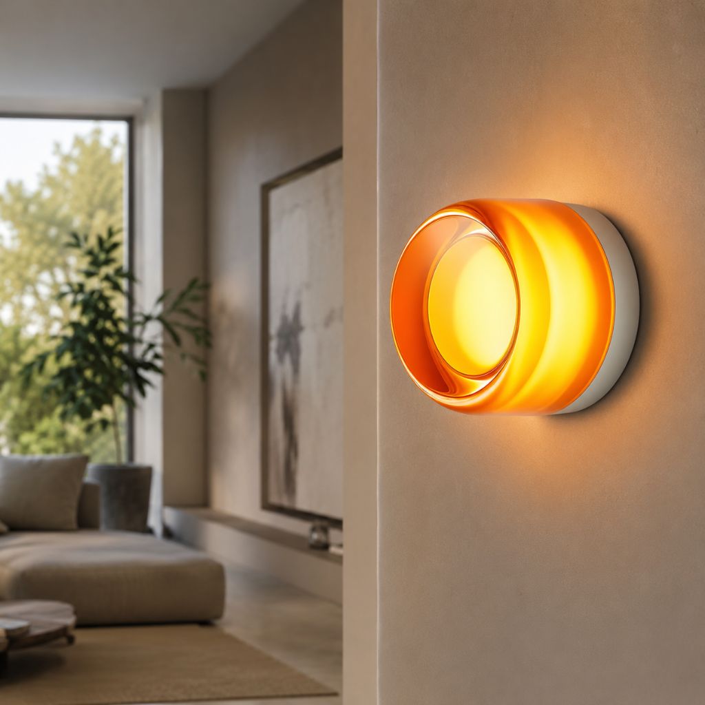 Acrylic LED Wall Light with Swirled Jelly Glow Design - Wall Light Fixtures - Amber - Oak Soho