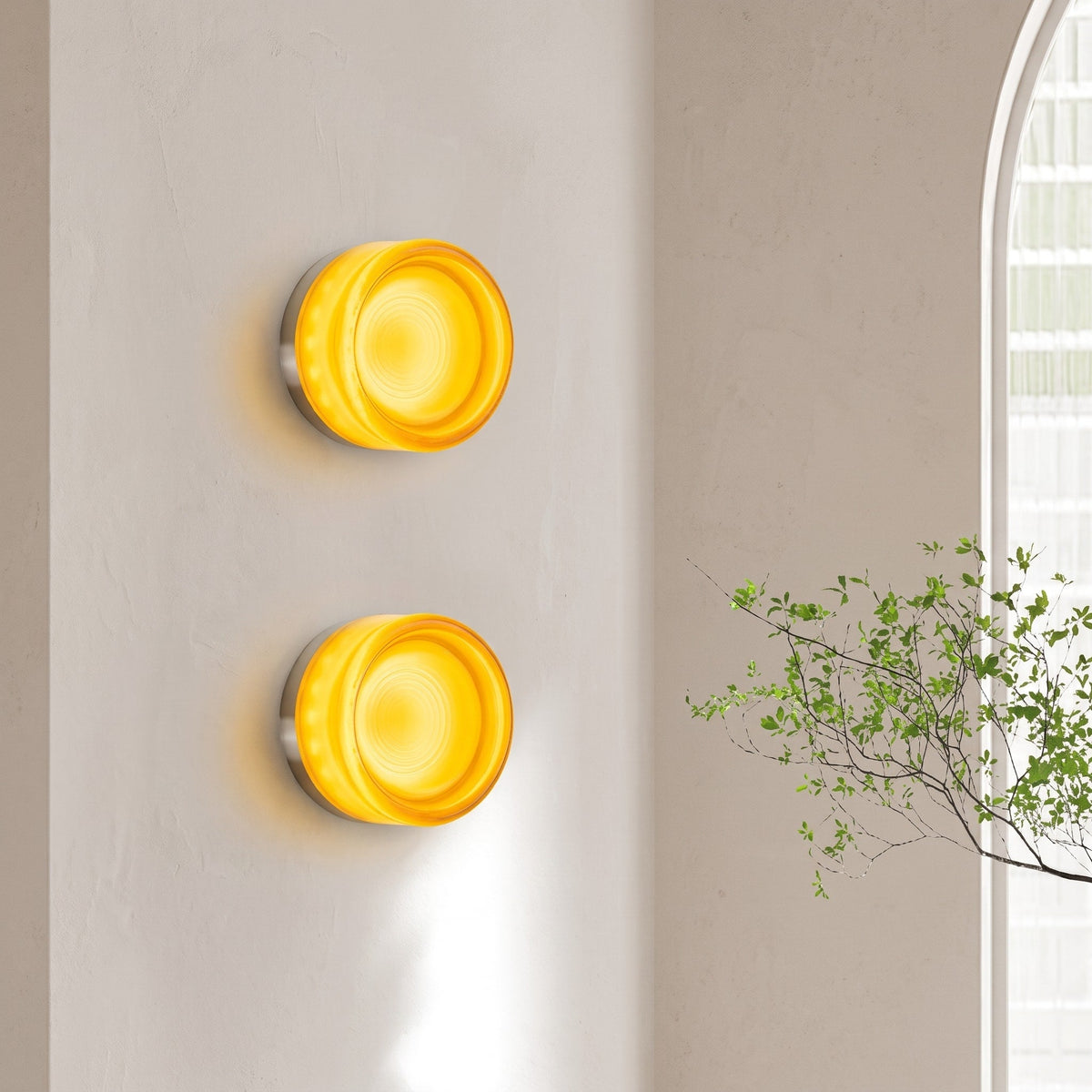Acrylic LED Wall Light with Swirled Jelly Glow Design - Wall Light Fixtures - Brown - Oak Soho