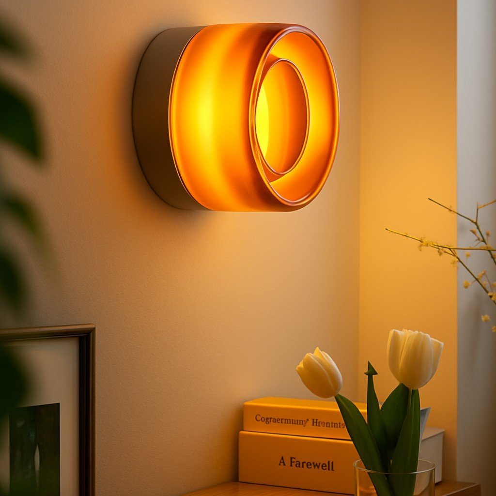 Acrylic LED Wall Light with Swirled Jelly Glow Design - Wall Light Fixtures - Amber - Oak Soho