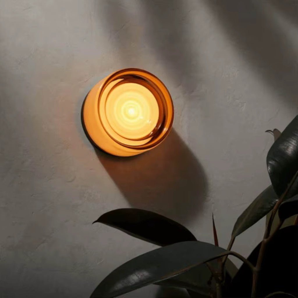 Acrylic LED Wall Light with Swirled Jelly Glow Design - Wall Light Fixtures - Amber - Oak Soho