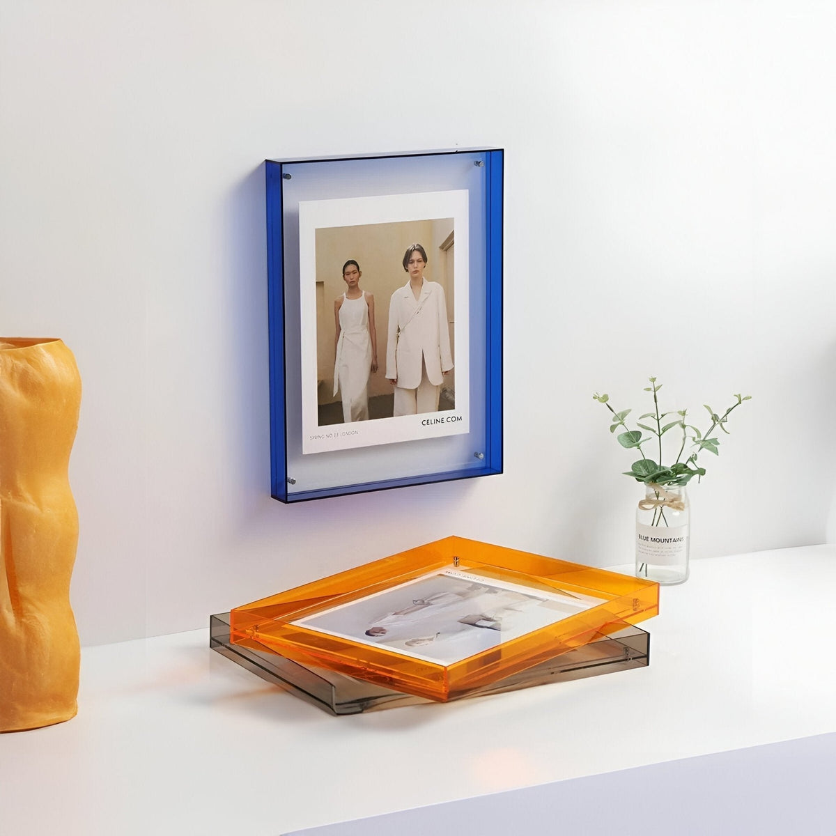 Acrylic Photo Frame with Minimalist Tinted Edge Design - Picture Frames - Yellow - Oak Soho