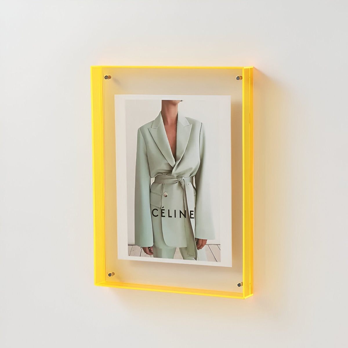 Acrylic Photo Frame with Minimalist Tinted Edge Design - Picture Frames - Yellow - Oak Soho
