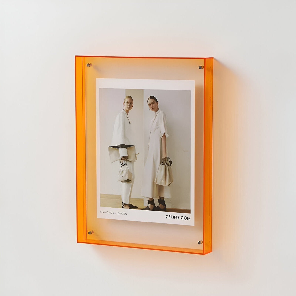Acrylic Photo Frame with Minimalist Tinted Edge Design - Picture Frames - Orange - Oak Soho