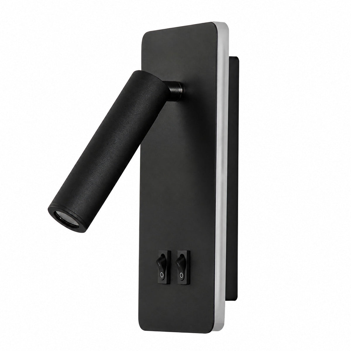 Adjustable Cylinder Wall Light with Built-in Reading Spotlight - Wall Light Fixtures - Black - Oaksoho