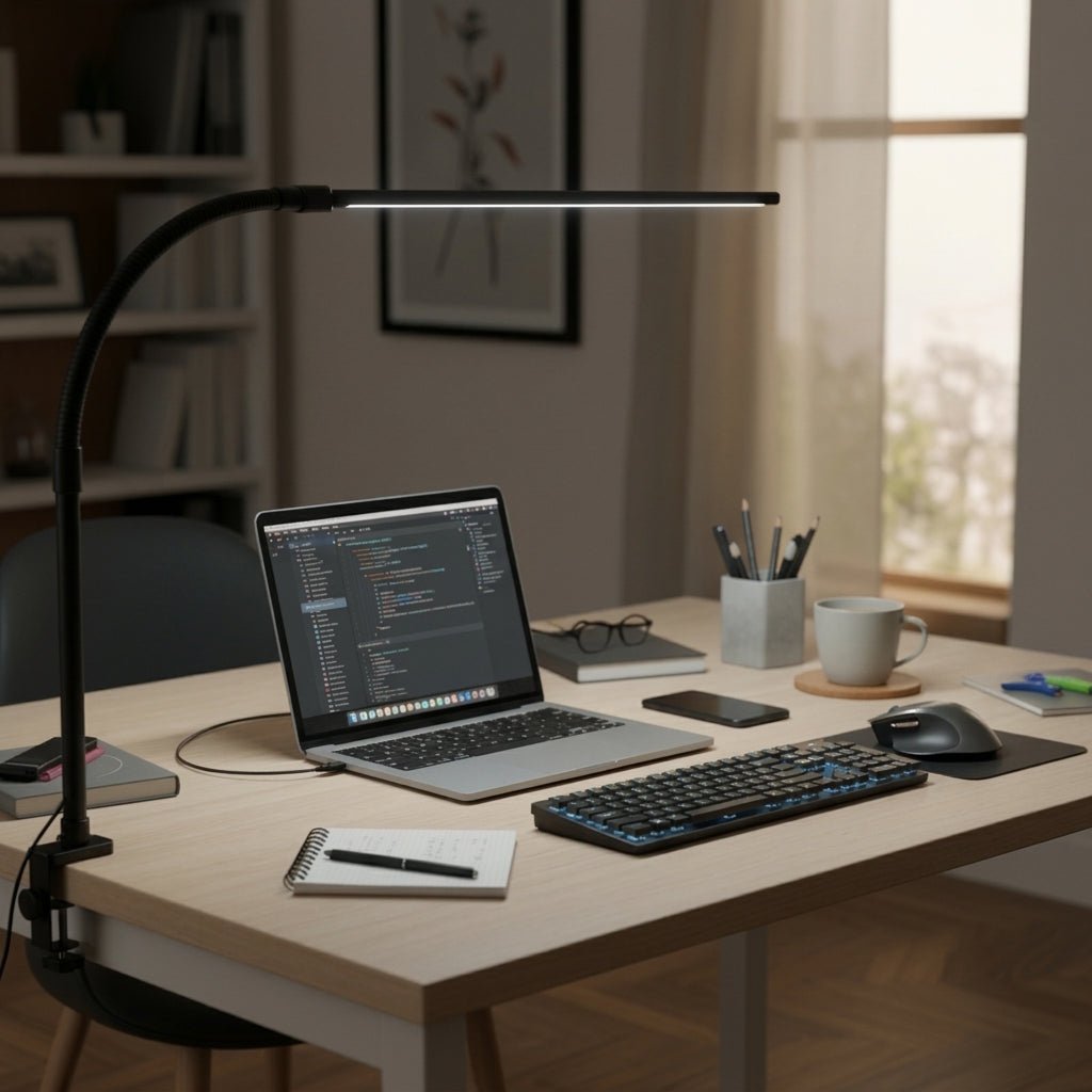 Adjustable LED Desk Lamp with Flexible Gooseneck Clamp Mount - Desk Lamps - Oak Soho