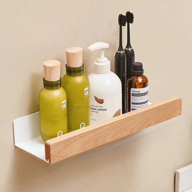 AeroWood - Wall Shelf for the Bathroom made of Natural Wood - Wandregal zur Aufbewahrung - Light Brown - Oaksoho