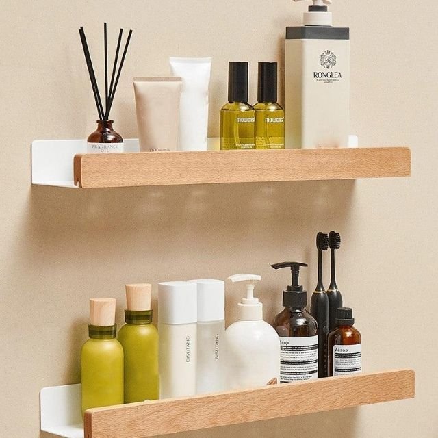 AeroWood - Wall Shelf for the Bathroom made of Natural Wood - Wandregal zur Aufbewahrung - Light Brown - Oaksoho