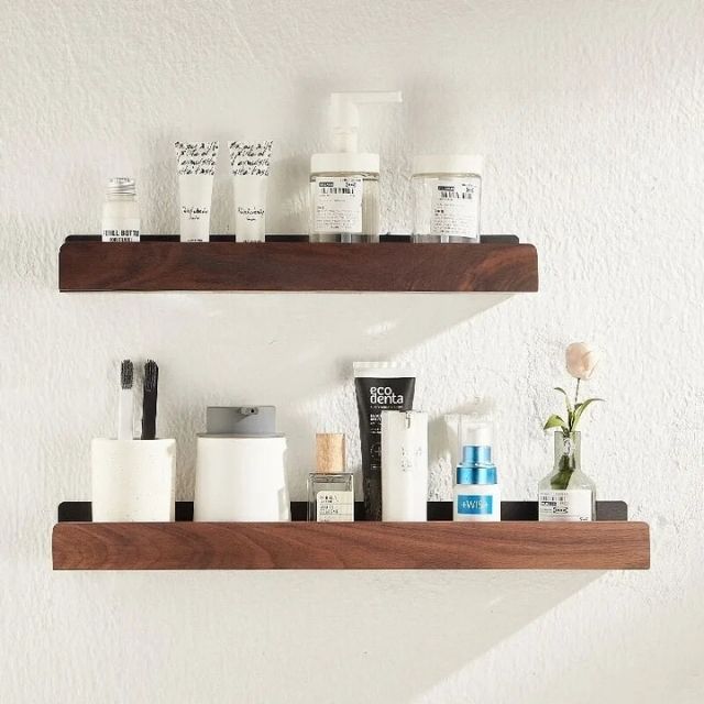 AeroWood - Wall Shelf for the Bathroom made of Natural Wood - Wandregal zur Aufbewahrung - Brown - Oaksoho