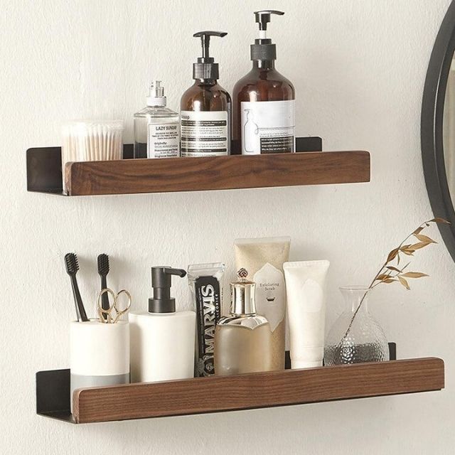 AeroWood - Wall Shelf for the Bathroom made of Natural Wood - Wandregal zur Aufbewahrung - Brown - Oaksoho