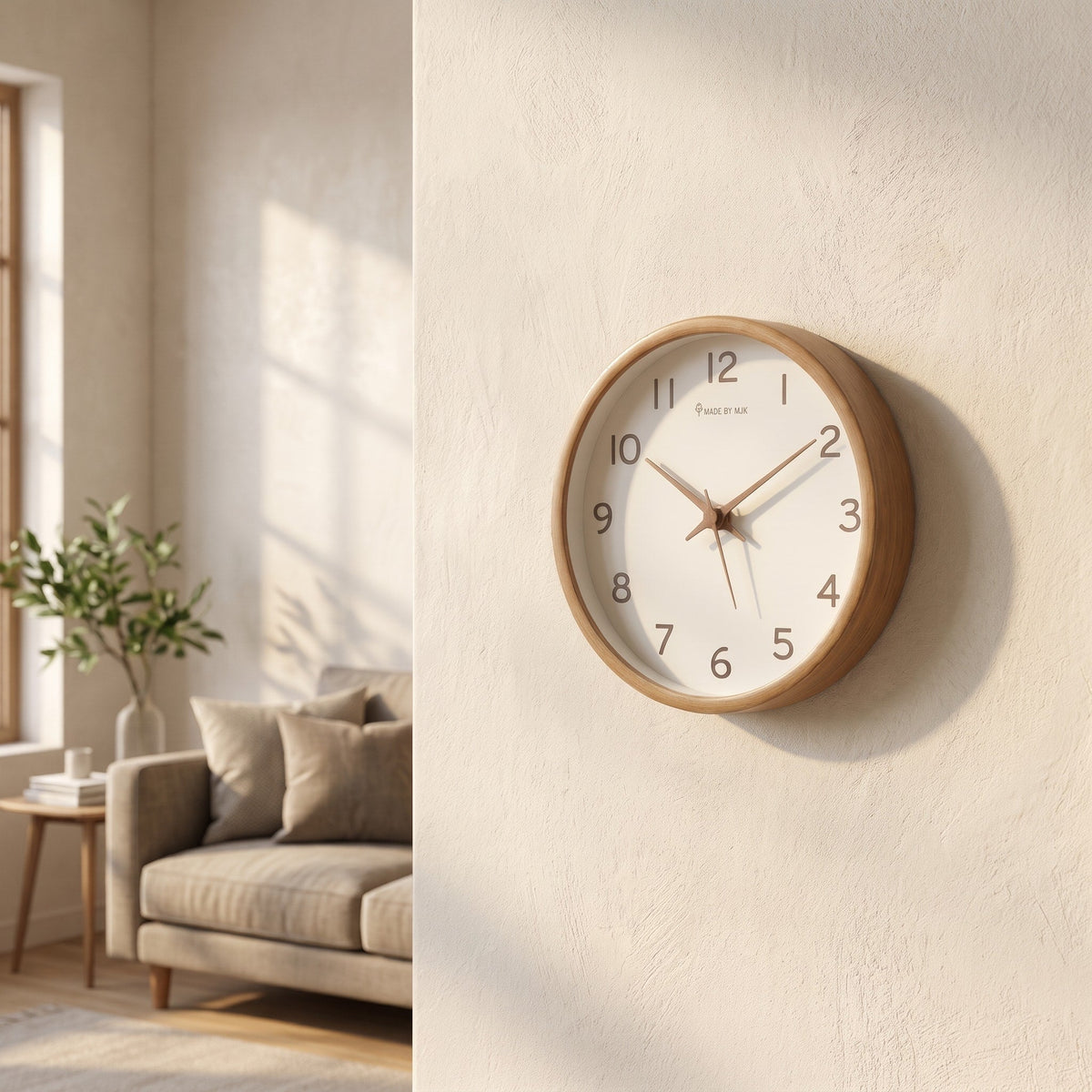 Analog Wall Clock Made of Solid Wood with Silent Movement - Wall Clocks - Brown - Oak Soho
