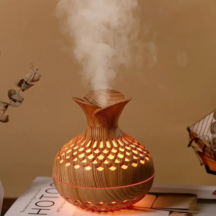 Aroma Diffuser with LED Humidifier - LED Decorative Lights - Brown - Oaksoho
