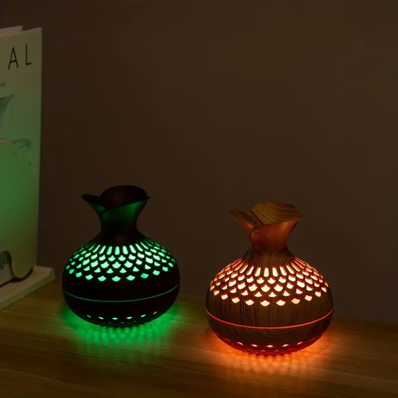 Aroma Diffuser with LED Humidifier - LED Decorative Lights - Black - Oaksoho