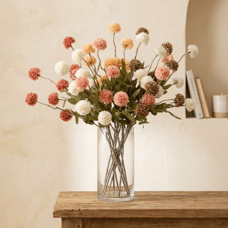 Artificial Allium Flower Stem Home Decoration - Artificial Flowers - Pink - Oaksoho