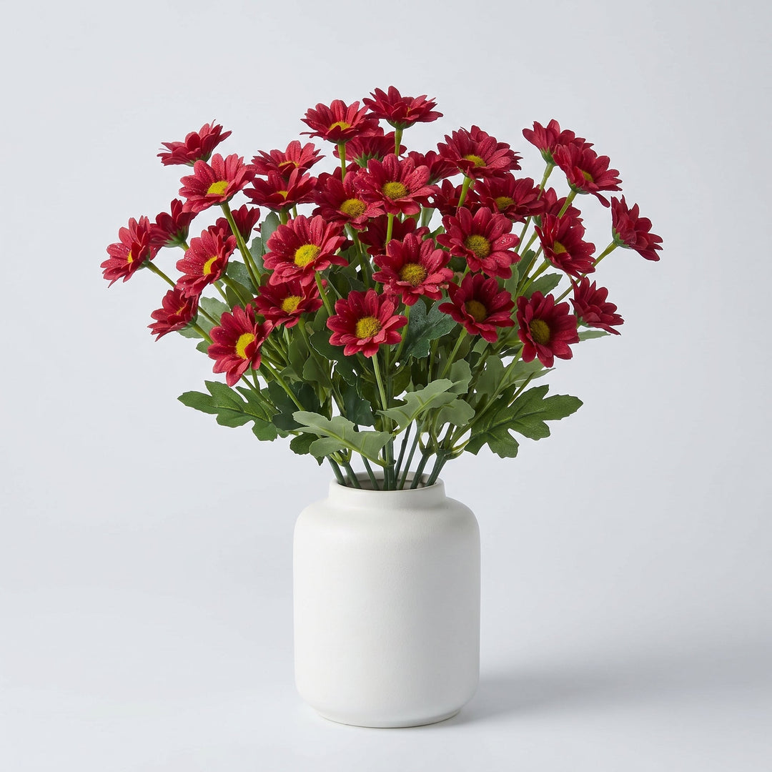 Artificial Daisy Flower Bouquet Decoration - Artificial Flowers - Red - Oaksoho