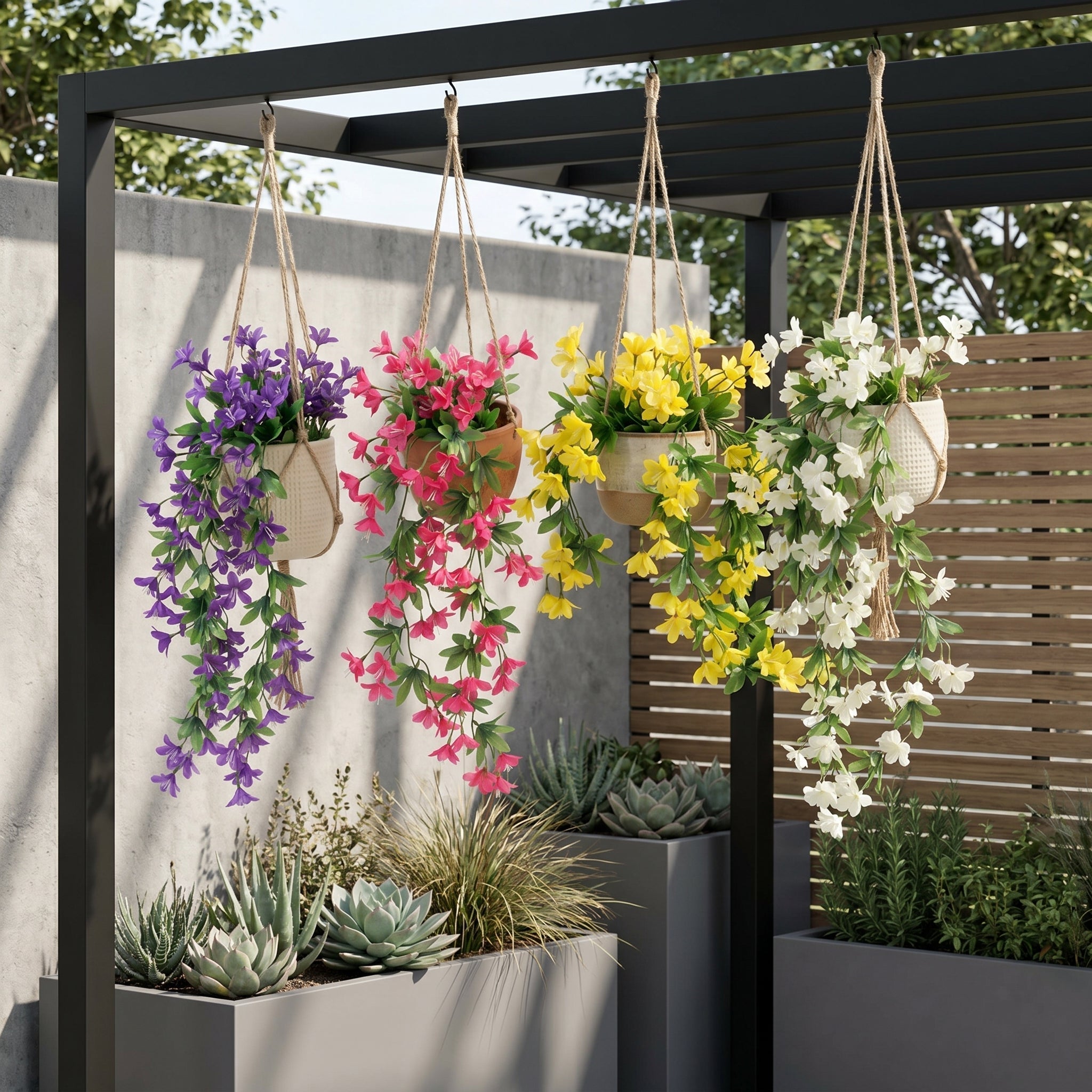 Artificial Flowering Climbing Plant with Colourful Flowers - Artificial Flowers - Yellow - Oaksoho