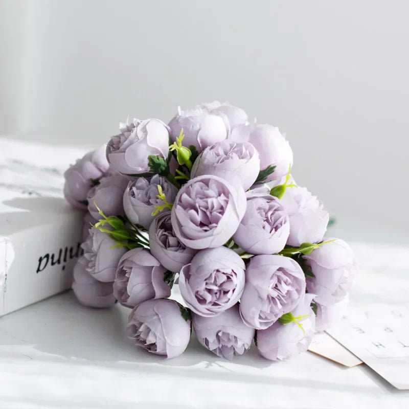 Artificial Peony Bouquet with Realistic Blooms - Artificial Plants - Purple - Oaksoho