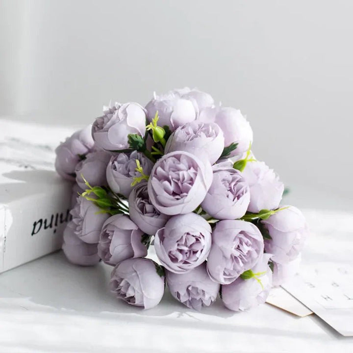Artificial Peony Bouquet with Realistic Blooms - Artificial Plants - Purple - Oaksoho