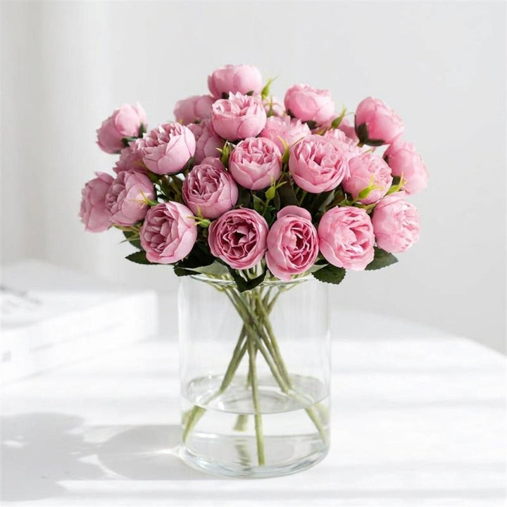 Artificial Peony Bouquet with Realistic Blooms - Artificial Plants - Dark Pink - Oaksoho