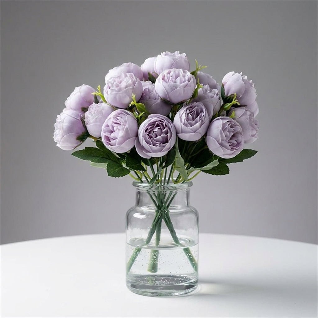 Artificial Peony Bouquet with Realistic Blooms - Artificial Plants - Purple - Oaksoho