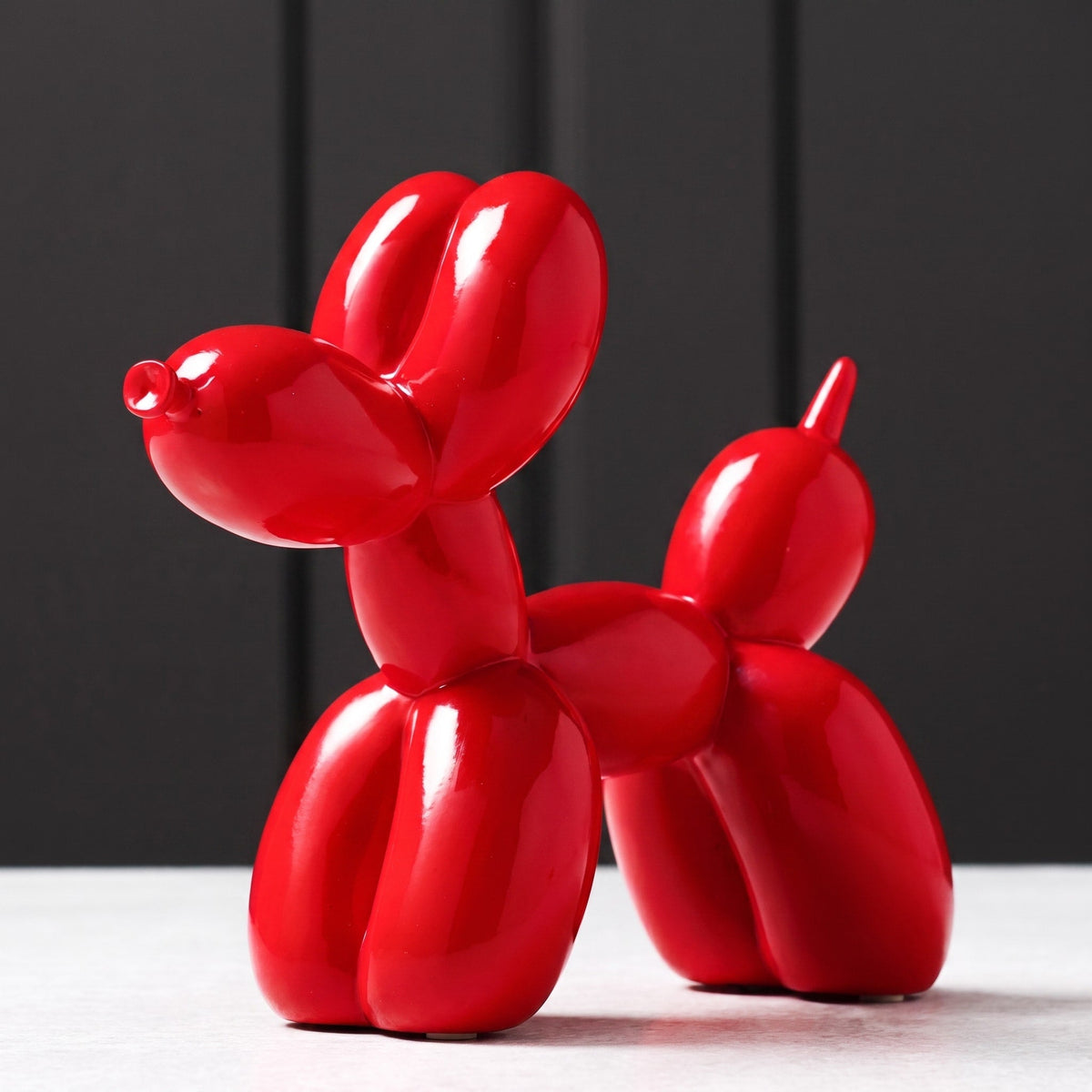 Balloon Dog Sculpture Ornament with Glossy Painted Finish - Figurines - Red - Oaksoho