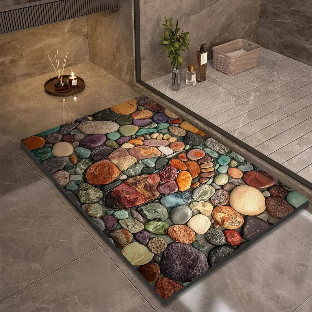 Bathroom Mat with Pebble Stone Print Pattern - Bath Mat - Style 5 - Oaksoho
