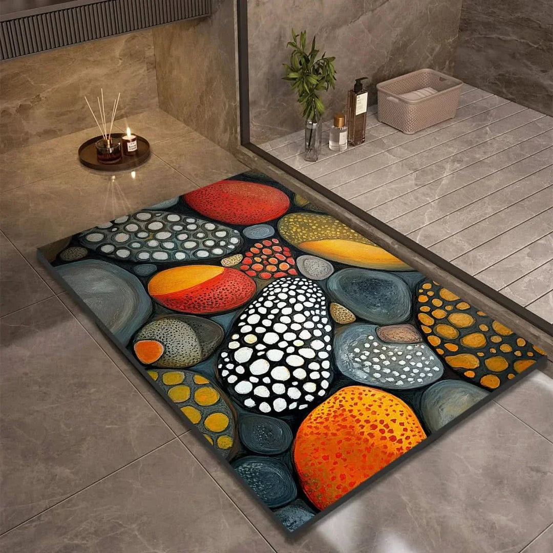 Bathroom Mat with Pebble Stone Print Pattern - Bath Mat - Style 3 - Oaksoho