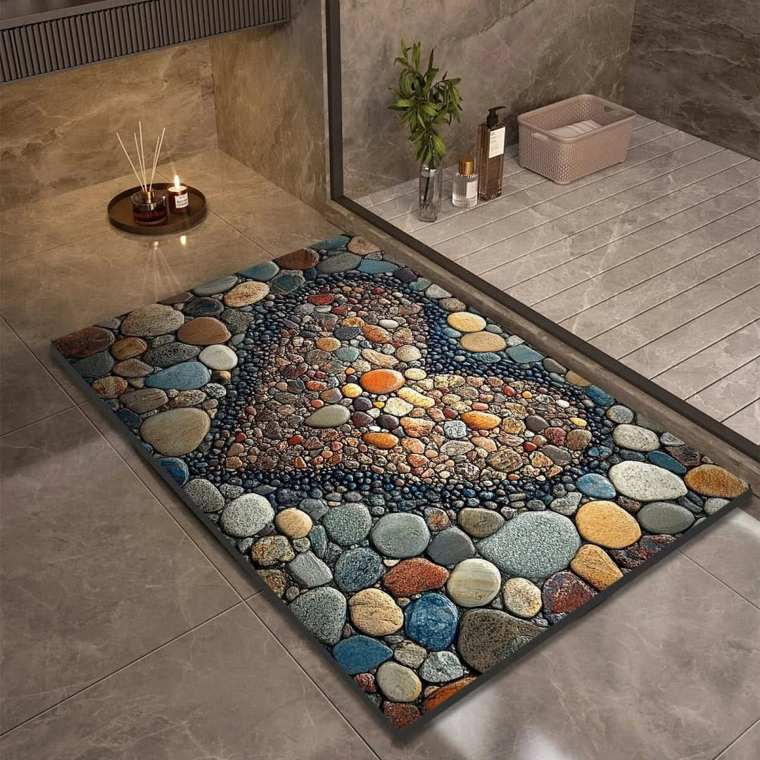 Bathroom Mat with Pebble Stone Print Pattern - Bath Mat - Style 2 - Oaksoho